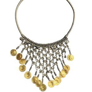 Vintage‎ Gold Tone Coin Bib Necklace Boho Adjustable Special Occasion